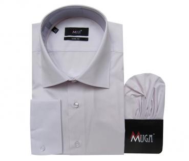 Slim-fit Herren Hemd Langarm mit Einstecktuch