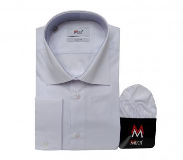 Slim-fit Herren Hemd Langarm mit Einstecktuch
