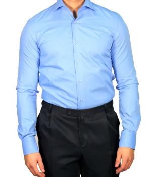 Herren Slim-fit Hemd mit Einstecktuch Langarm