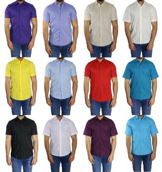 Slim-fit Kurzarm Herren Hemd