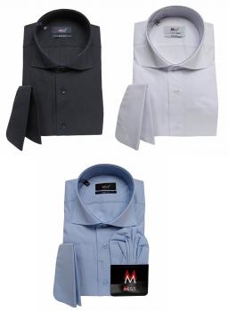 Haifischkragen Umschlagmanschetten Hemd Slim-fit