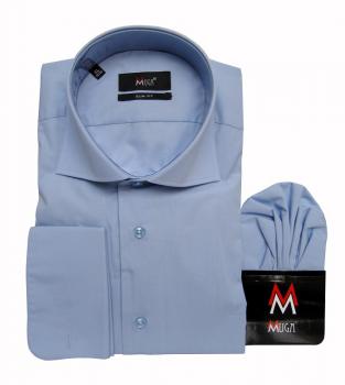 Haifischkragen Umschlagmanschetten Hemd Slim-fit