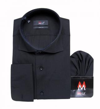 Haifischkragen Umschlagmanschetten Hemd Slim-fit