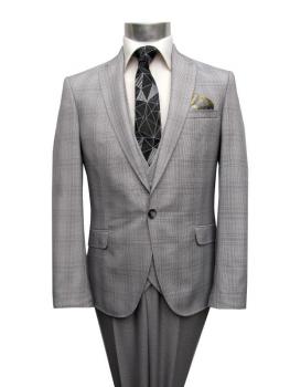 Karierte Anzug Slim-Fit Glencheck mit Weste