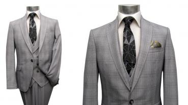 Karierte Anzug Slim-Fit Glencheck mit Weste