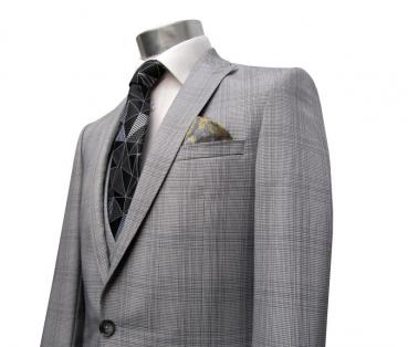 Karierte Anzug Slim-Fit Glencheck mit Weste