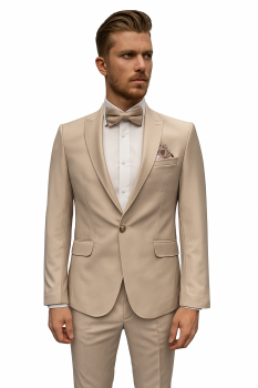 Slim Fit Herren Anzug mit Weste und Fliege