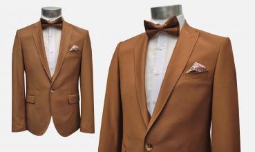 Slim Fit Herren Anzug mit Weste und Fliege