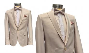 Slim Fit Herren Anzug mit Weste und Fliege