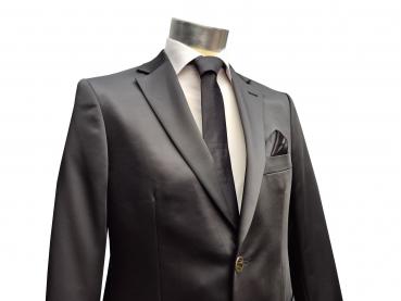 Herren Slim-fit Hochzeitsanzug Event Schwarz Glänzend