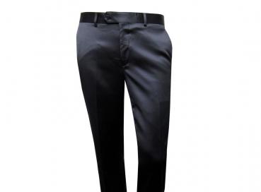 Glanz Herrenhose Schwarz ohne Bundfalte