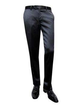 Glanz Herrenhose Schwarz ohne Bundfalte