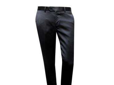 Glanz Herrenhose Schwarz ohne Bundfalte