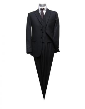 Herren Anzug mit Weste Schwarz Modern Fit