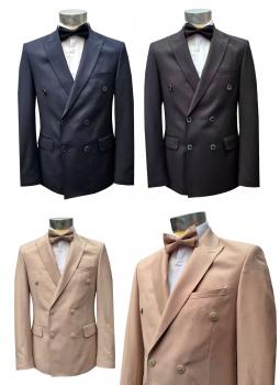 Zweireiher Anzug Herren Slim mit Fliege 3 Farben