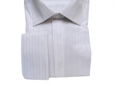 Vintage Umschlagmanschetten Hemd Weiß Lurex