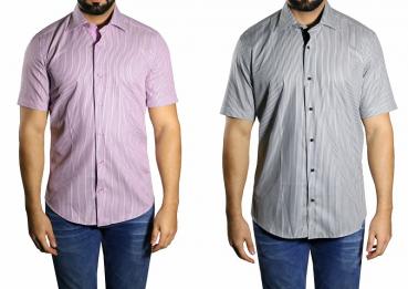 Herren streifen Slim fit Hemd Kurzarm
