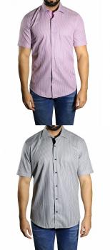 Herren streifen Slim fit Hemd Kurzarm