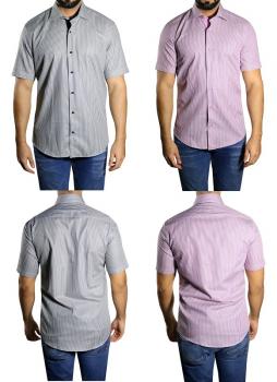 Herren streifen Slim fit Hemd Kurzarm