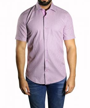 Herren streifen Slim fit Hemd Kurzarm
