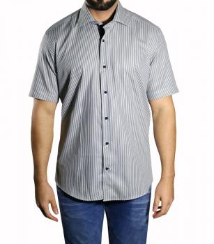 Herren streifen Slim fit Hemd Kurzarm