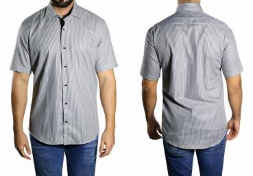 Herren streifen Slim fit Hemd Kurzarm