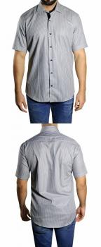Herren streifen Slim fit Hemd Kurzarm