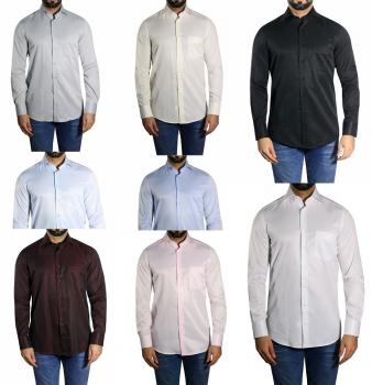 Diagonal gestreiftes Hemd Regular Langarm