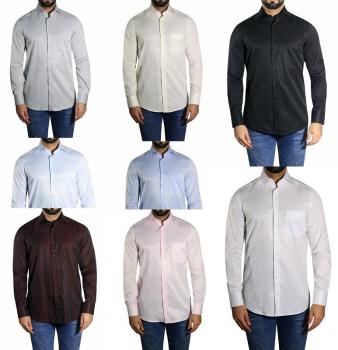 Diagonal gestreiftes Hemd Regular Langarm