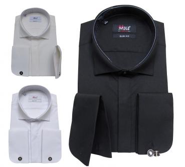 Kläppchenkragen Hemd mit Manschettenknöpfe Slim Fit