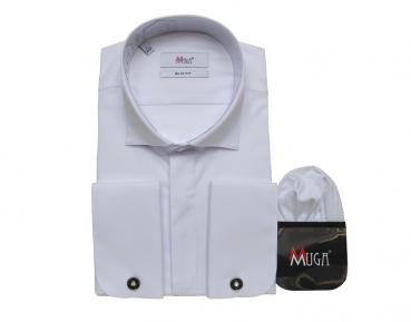 Kläppchenkragen Hemd mit Manschettenknöpfe Slim Fit