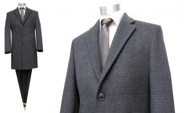 Herren Wool Mantel Struktur Anthrazit