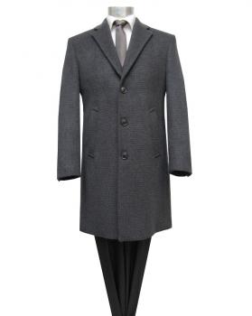 Herren Wool Mantel Struktur Anthrazit