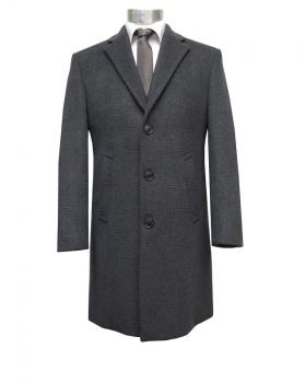 Herren Wool Mantel Struktur Anthrazit