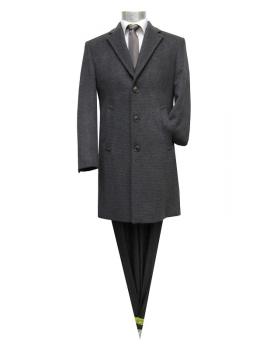 Herren Wool Mantel Struktur Anthrazit