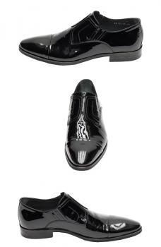 Herrenschuhe ohne Schnürsenkel Lack Leder