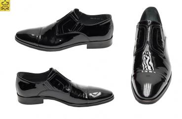 Herrenschuhe ohne Schnürsenkel Lack Leder
