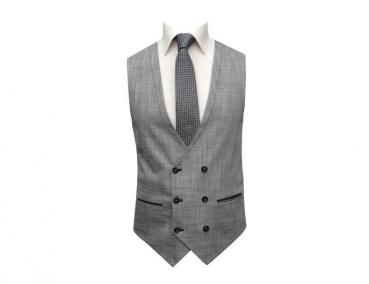 Slim Fit Anzug Dunkelblau Herren mit Weste und Reversnadel