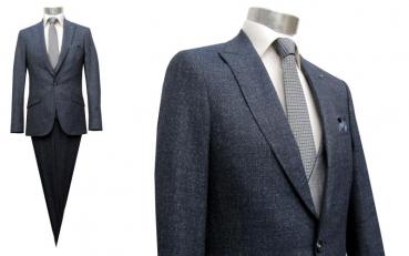 Slim Fit Anzug Dunkelblau Herren mit Weste und Reversnadel