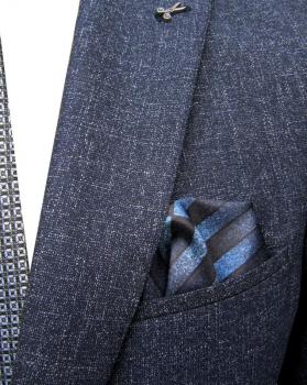 Slim Fit Anzug Dunkelblau Herren mit Weste und Reversnadel