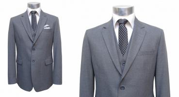 Herren Anzug 3-Teilig 120s Grau