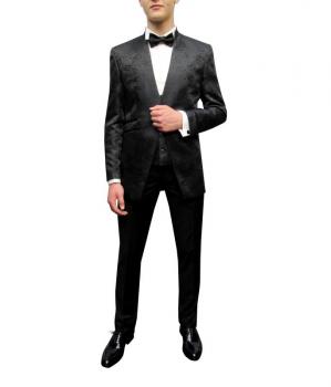 Stehkragen Hochzeitsanzug mit Weste und Fliege