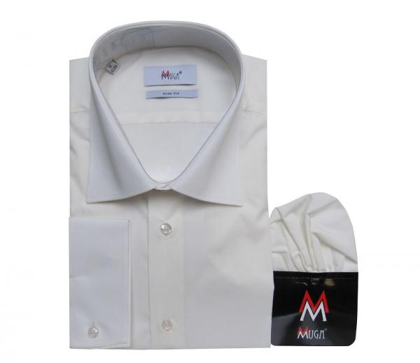 Slim-fit Herren Hemd Langarm mit Einstecktuch