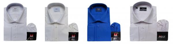 Slim-fit Herren Hemd Langarm mit Einstecktuch