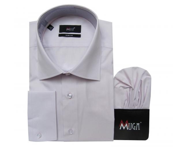 Slim-fit Herren Hemd Langarm mit Einstecktuch