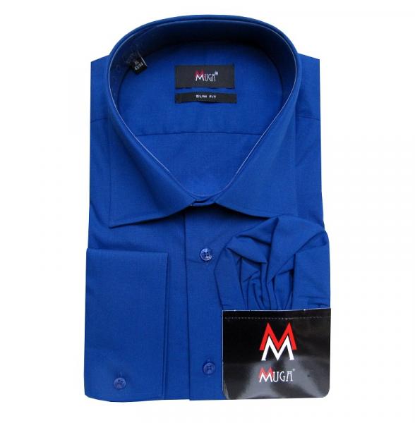 Slim-fit Herren Hemd Langarm mit Einstecktuch