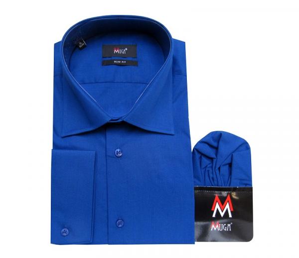 Slim-fit Herren Hemd Langarm mit Einstecktuch