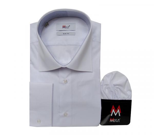 Slim-fit Herren Hemd Langarm mit Einstecktuch