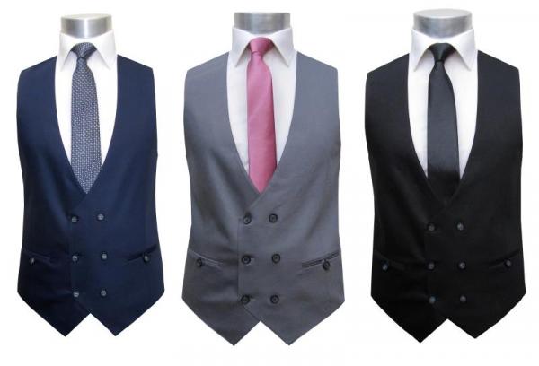 Slim Fit Herren Anzugweste 2-reihige Knopfleiste