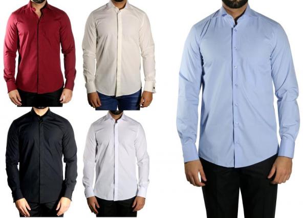 extra Langarm Umschlagmanschetten Herren Hemd